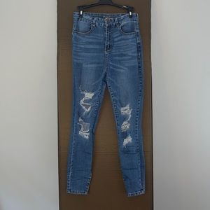 Rue21 Curvy-style Blue ripped skinny jeans. Size 10 — Used in great condition
